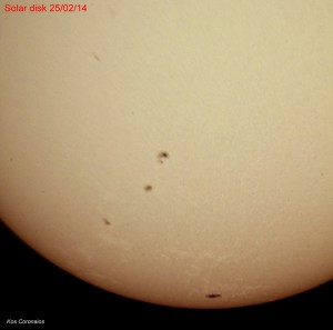 Solar disk 24 Feb 2014 with 1.5 x Barlow